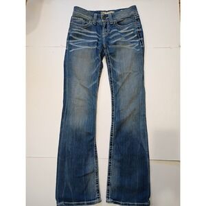 BKE Jeans Womens 28L Culture Blue Denim Culture Straight Faded Buckle Stretch